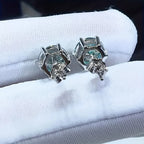 Colored Six-Prong Moissanite Stud Earrings in Sterling Silver