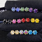 Colored Six-Prong Moissanite Stud Earrings in Sterling Silver