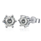 Colored Six-Prong Moissanite Stud Earrings in Sterling Silver