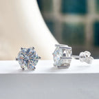 Colored Six-Prong Moissanite Stud Earrings in Sterling Silver