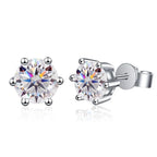 Colored Six-Prong Moissanite Stud Earrings in Sterling Silver