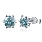 Colored Six-Prong Moissanite Stud Earrings in Sterling Silver