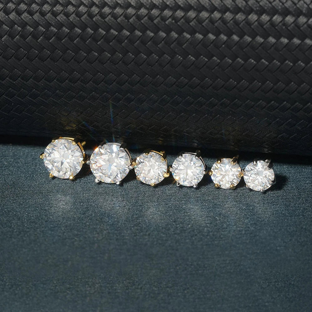 Colored Six-Prong Moissanite Stud Earrings in Sterling Silver