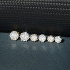 Colored Six-Prong Moissanite Stud Earrings in Sterling Silver