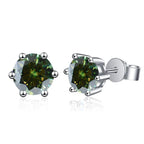 Colored Six-Prong Moissanite Stud Earrings in Sterling Silver