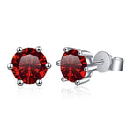 Colored Six-Prong Moissanite Stud Earrings in Sterling Silver