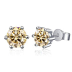 Colored Six-Prong Moissanite Stud Earrings in Sterling Silver