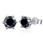Colored Six-Prong Moissanite Stud Earrings in Sterling Silver