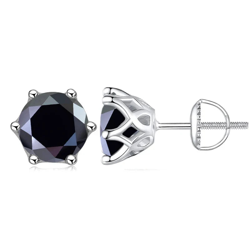 Colored Moissanite Screw-Back Stud Earrings