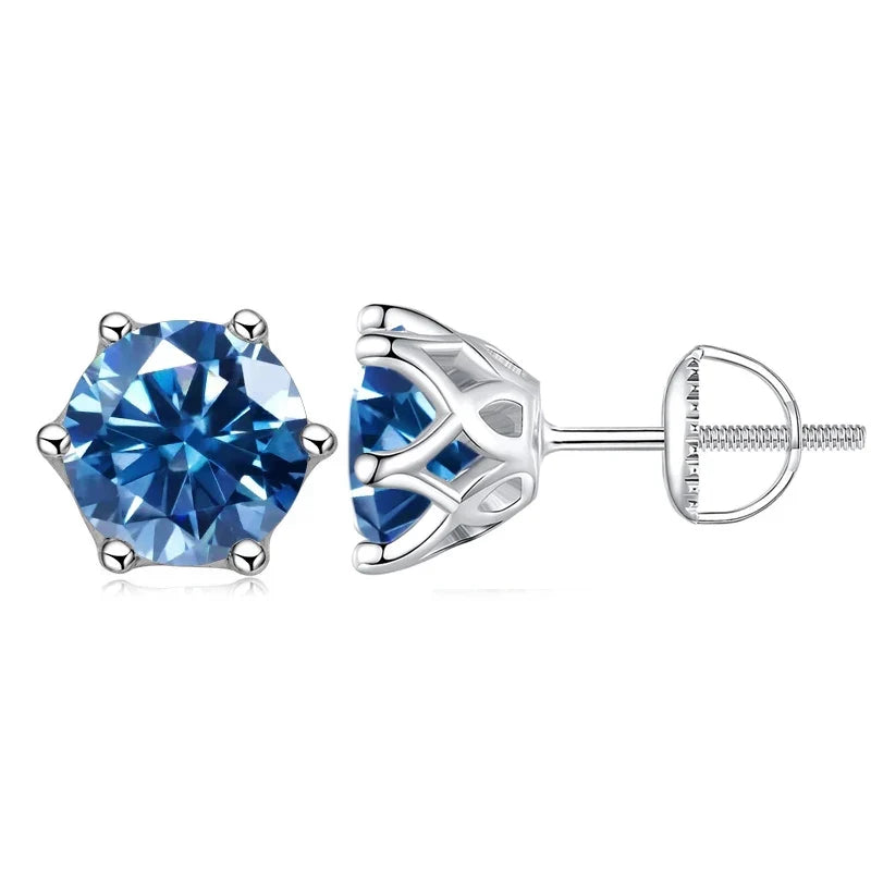 Colored Moissanite Screw-Back Stud Earrings