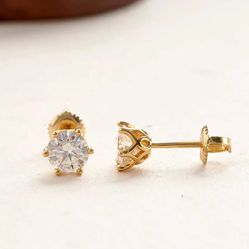 Colored Moissanite Screw-Back Stud Earrings