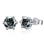 Colored Six-Prong Moissanite Stud Earrings in Sterling Silver