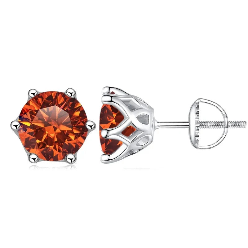 Colored Moissanite Screw-Back Stud Earrings