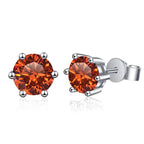 Colored Six-Prong Moissanite Stud Earrings in Sterling Silver