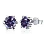 Colored Six-Prong Moissanite Stud Earrings in Sterling Silver
