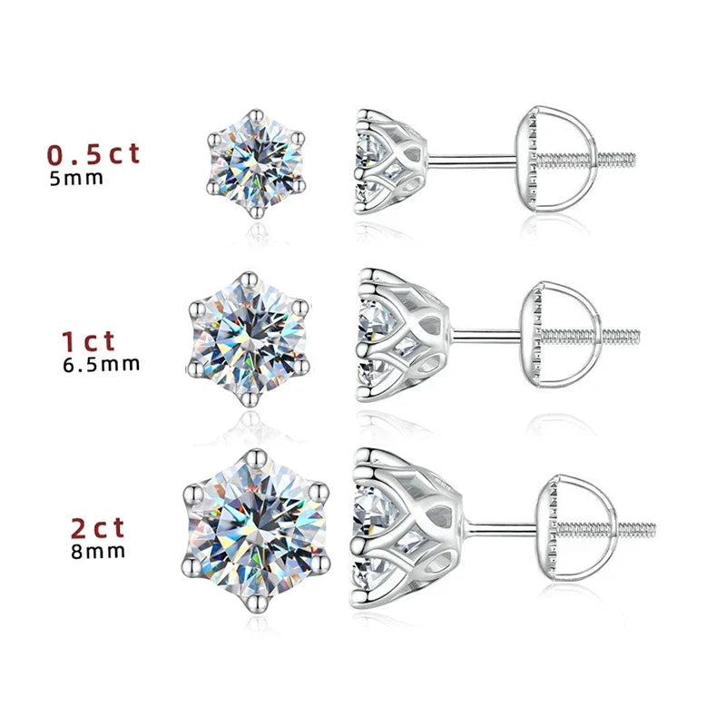 Colored Moissanite Screw-Back Stud Earrings