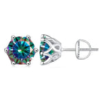 Colored Moissanite Screw-Back Stud Earrings