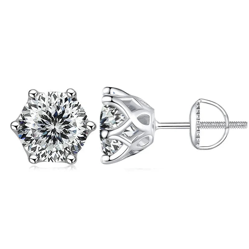 Colored Moissanite Screw-Back Stud Earrings