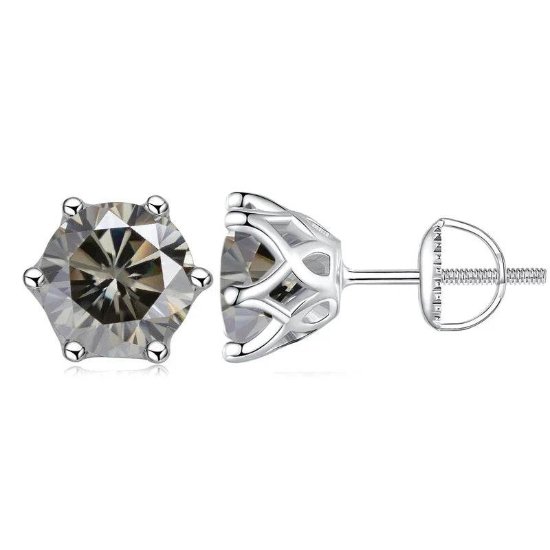 Colored Moissanite Screw-Back Stud Earrings