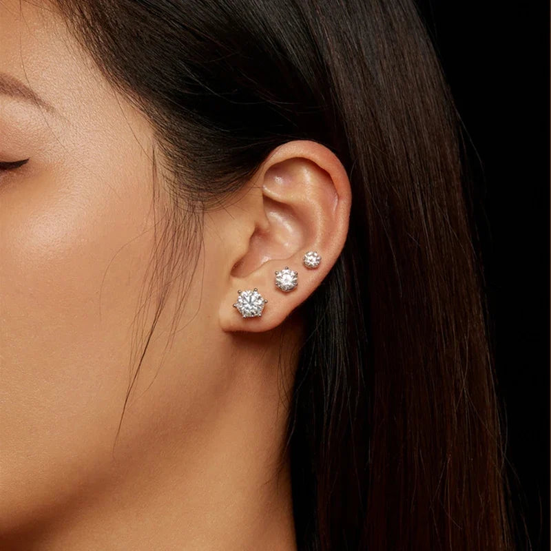 Colored Moissanite Screw-Back Stud Earrings