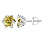 Colored Moissanite Screw-Back Stud Earrings