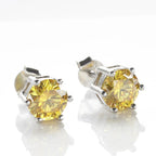 Colored Six-Prong Moissanite Stud Earrings in Sterling Silver