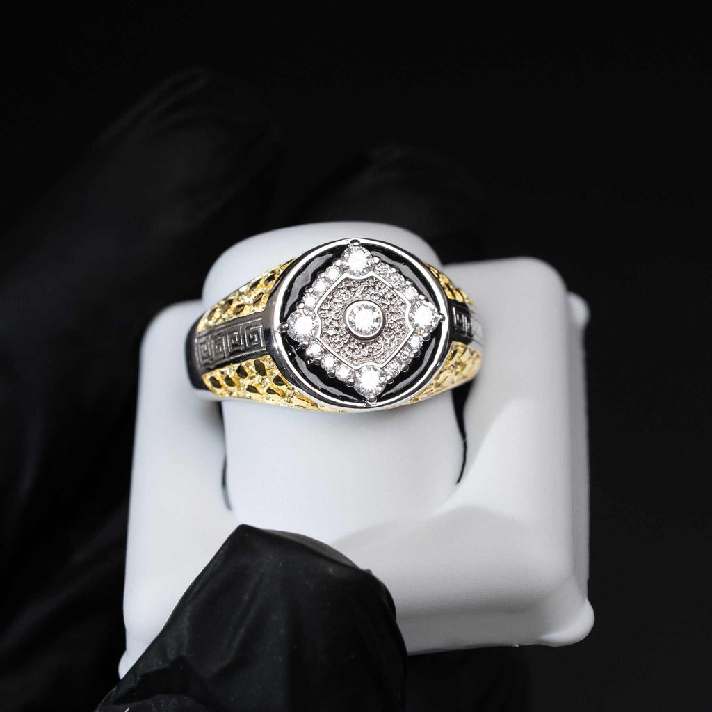 Moissanite Two - Tone Nugget Watch Ring in 925 Sterling Silver - Che Cose Belle