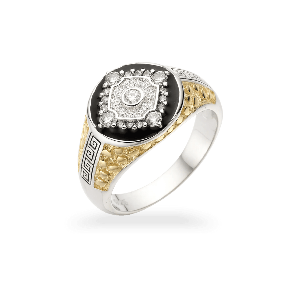 Moissanite Two - Tone Nugget Watch Ring in 925 Sterling Silver - Che Cose Belle