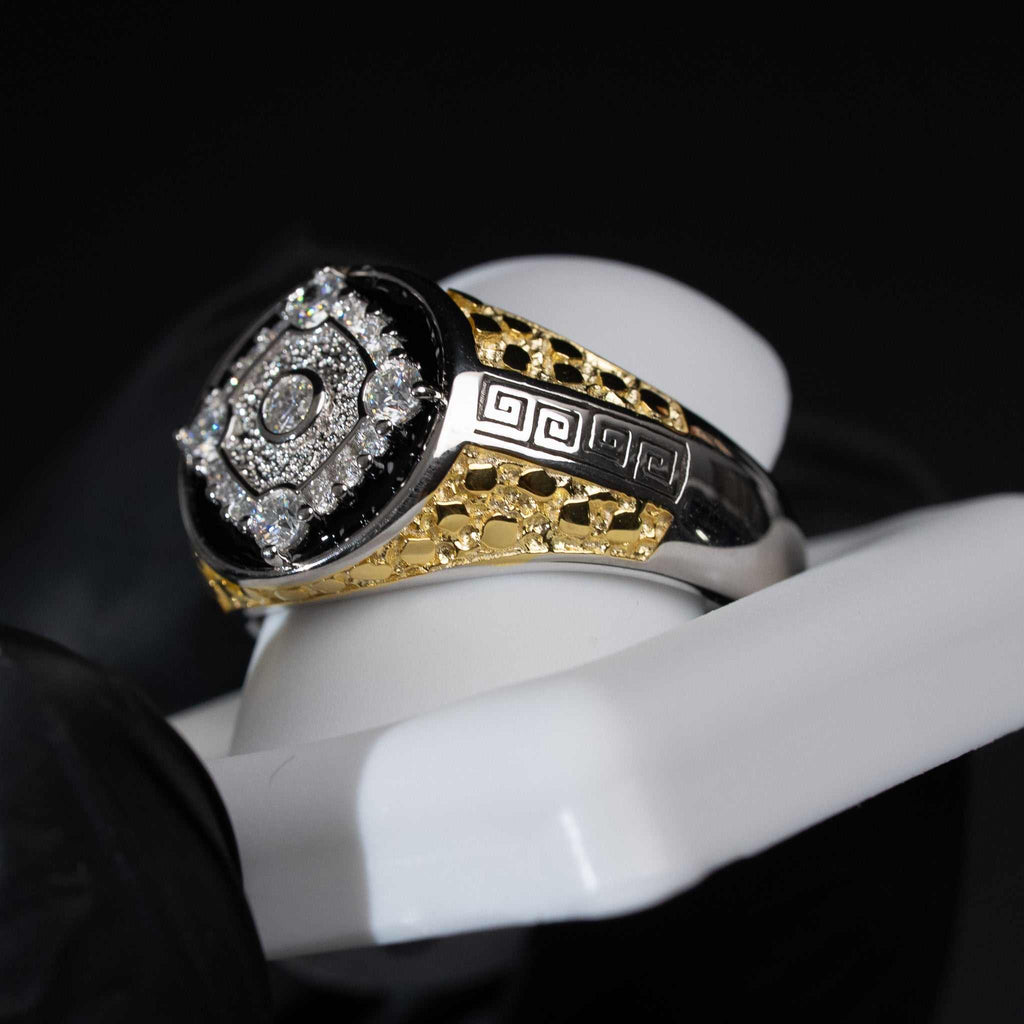 Moissanite Two - Tone Nugget Watch Ring in 925 Sterling Silver - Che Cose Belle
