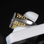 Moissanite Two - Tone Nugget Watch Ring in 925 Sterling Silver - Che Cose Belle