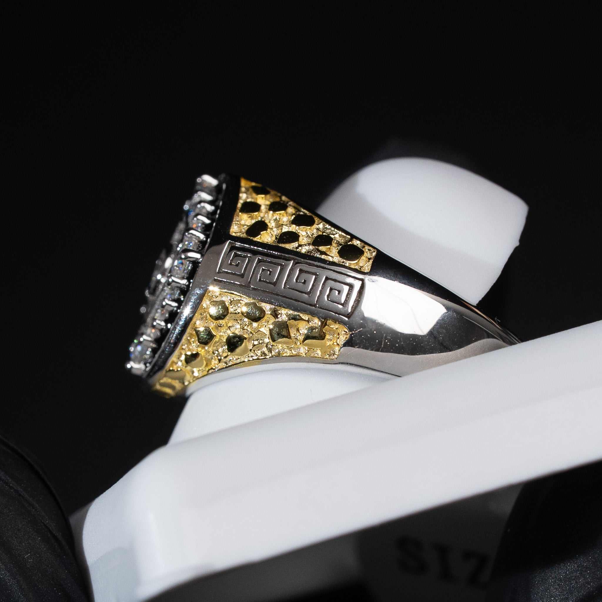 Moissanite Two - Tone Nugget Watch Ring in 925 Sterling Silver - Che Cose Belle