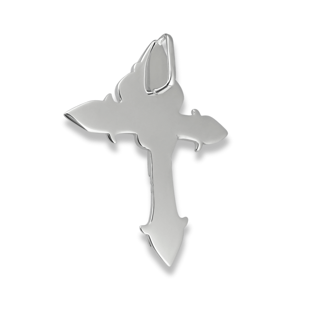 Moissanite Two Tone Rose Thorns Cross Pendant in 925 Sterling Silver - Che Cose Belle