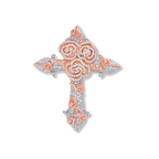 Moissanite Two Tone Rose Thorns Cross Pendant in 925 Sterling Silver - Che Cose Belle