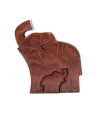 Mom and Baby Elephant Puzzle Box - Hand Carved Wood, Fair Trade - Che Cose Belle