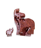 Mom and Baby Elephant Puzzle Box - Hand Carved Wood, Fair Trade - Che Cose Belle