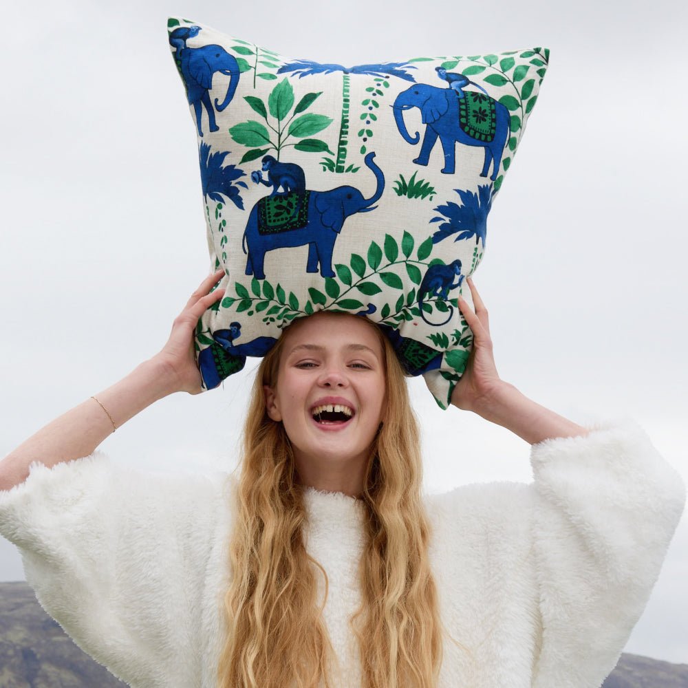 Monkey On Elephant Throw Pillow - Che Cose Belle