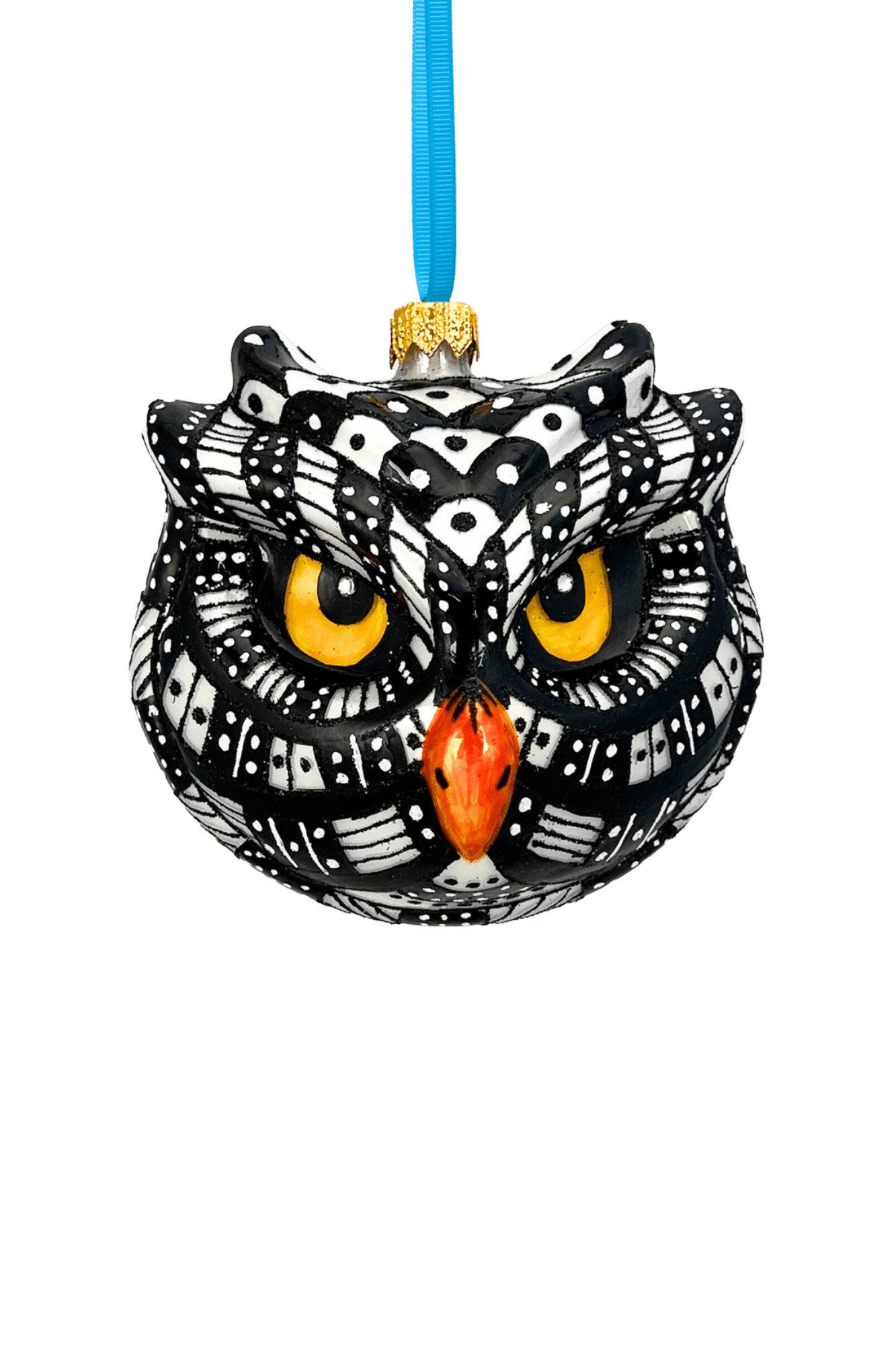 Monochrome Owl Polish Glass Ornament - Che Cose Belle