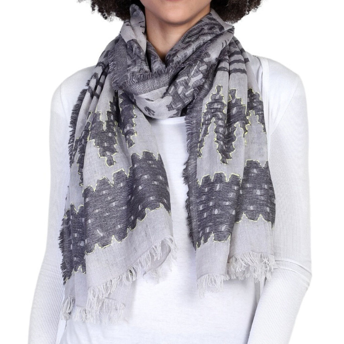 Monochrome Tribal Weave Scarf - Natural - Che Cose Belle
