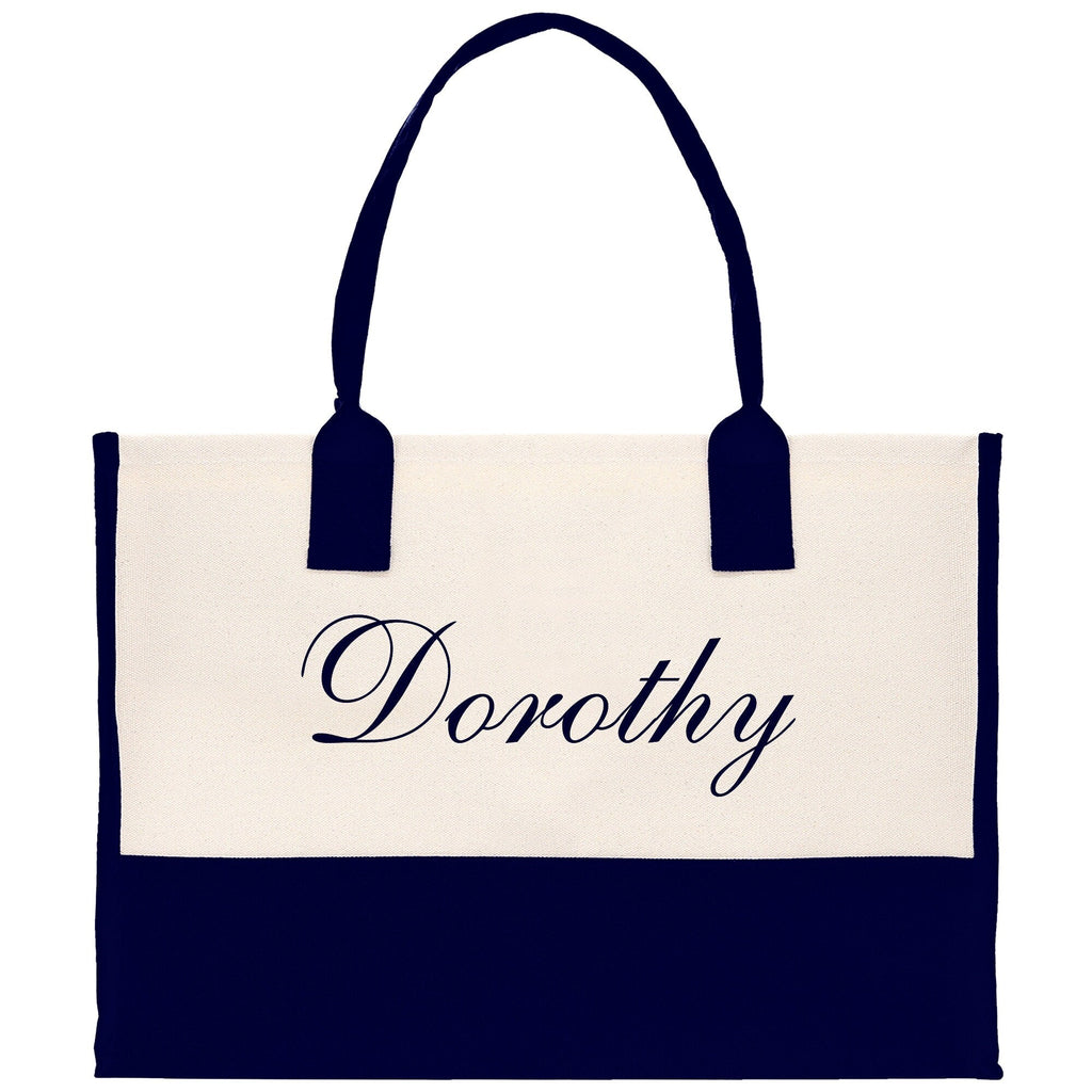 Monogram and Personalized Name Cotton Canvas Tote Bag Initial Tote Bag Letter Tote Bag Birthday Gift Bag Beach Bag Custom Monogrammed Bag - Che Cose Belle
