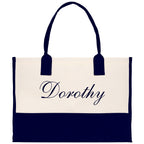 Monogram and Personalized Name Cotton Canvas Tote Bag Initial Tote Bag Letter Tote Bag Birthday Gift Bag Beach Bag Custom Monogrammed Bag - Che Cose Belle