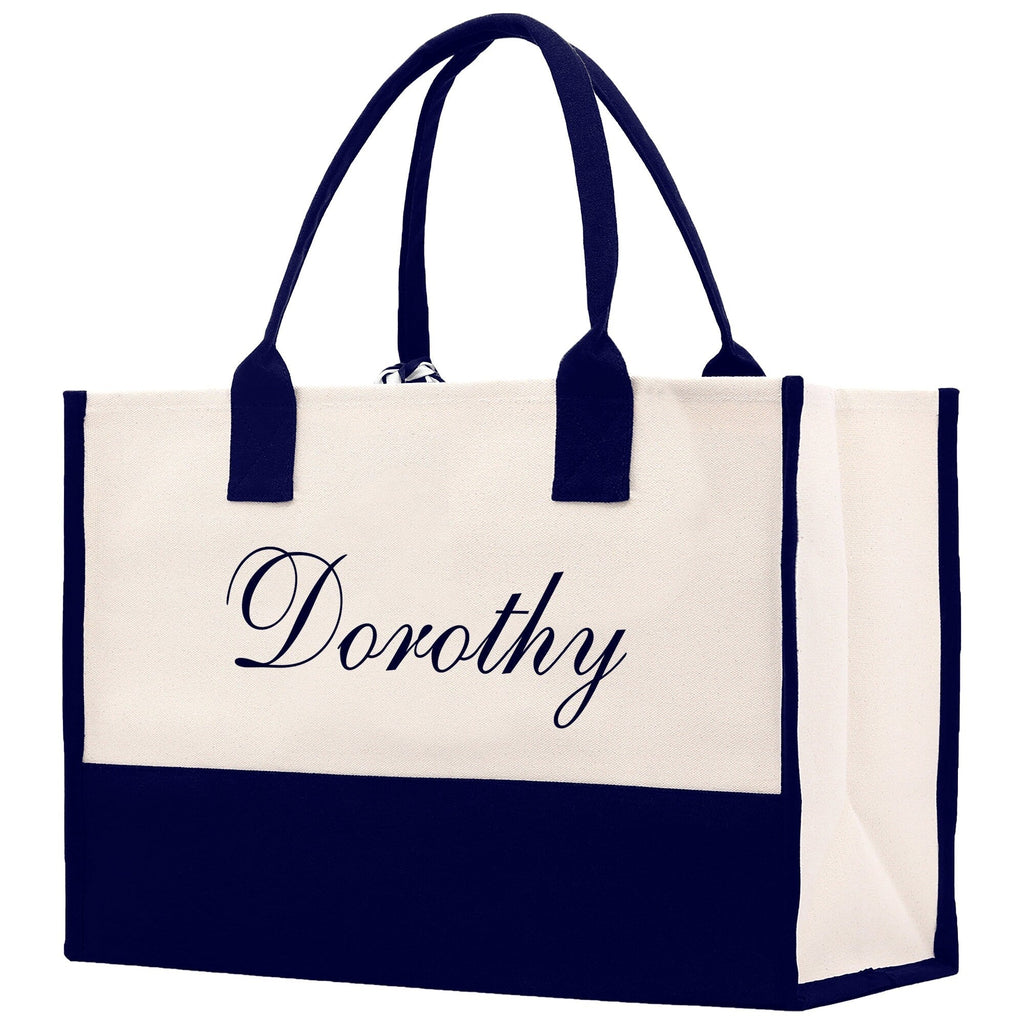 Monogram and Personalized Name Cotton Canvas Tote Bag Initial Tote Bag Letter Tote Bag Birthday Gift Bag Beach Bag Custom Monogrammed Bag - Che Cose Belle