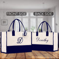 Monogram and Personalized Name Cotton Canvas Tote Bag Initial Tote Bag Letter Tote Bag Birthday Gift Bag Beach Bag Custom Monogrammed Bag - Che Cose Belle