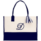 Monogram and Personalized Name Cotton Canvas Tote Bag Initial Tote Bag Letter Tote Bag Birthday Gift Bag Beach Bag Custom Monogrammed Bag - Che Cose Belle