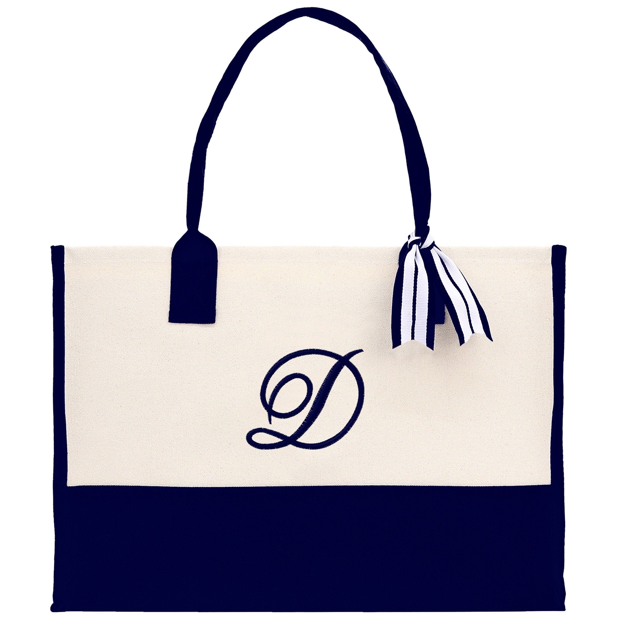 Monogram and Personalized Name Cotton Canvas Tote Bag Initial Tote Bag Letter Tote Bag Birthday Gift Bag Beach Bag Custom Monogrammed Bag - Che Cose Belle