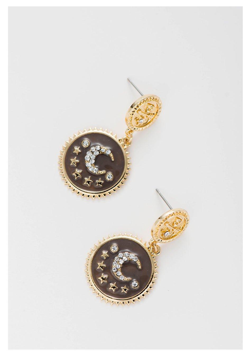 Moon and Star Dangle Earrings - Che Cose Belle