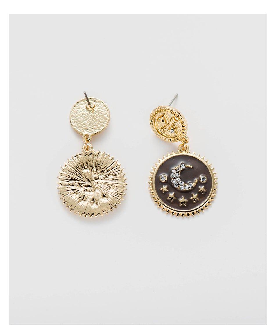 Moon and Star Dangle Earrings - Che Cose Belle