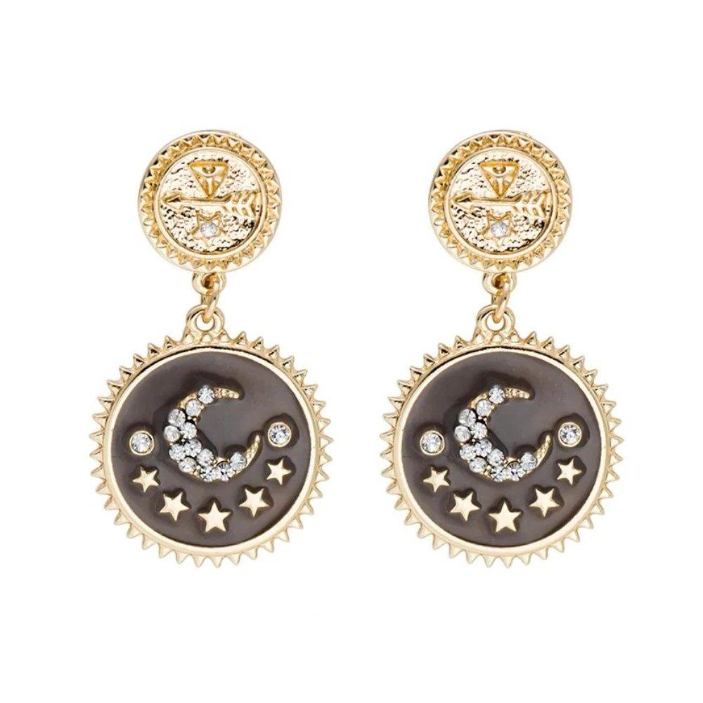 Moon and Star Dangle Earrings - Che Cose Belle