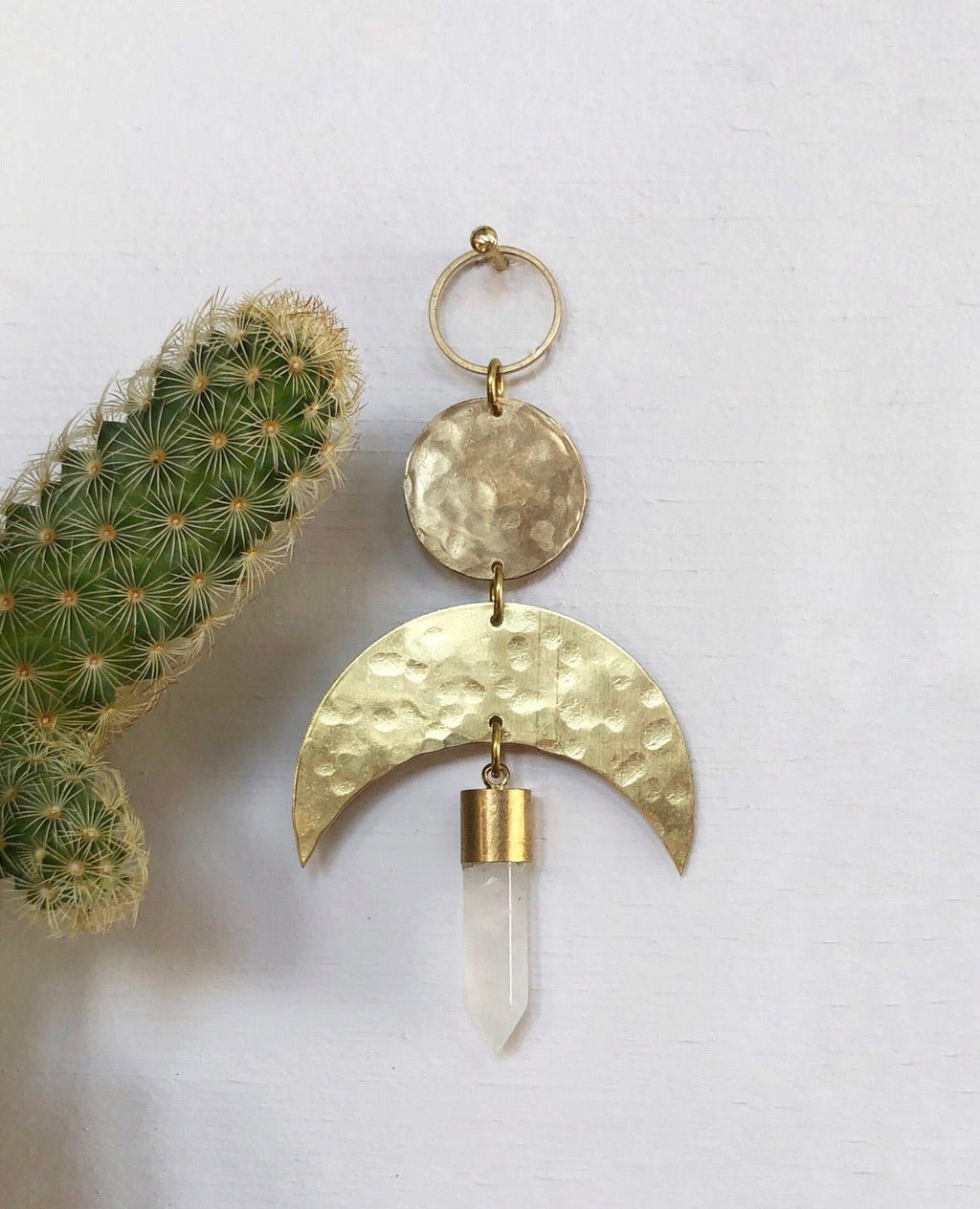 Moon Drop Ornament With Quartz Crystal - Che Cose Belle