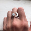 Moon Goddess Ring - Crescent Moon with Rainbow Moonstone - Che Cose Belle