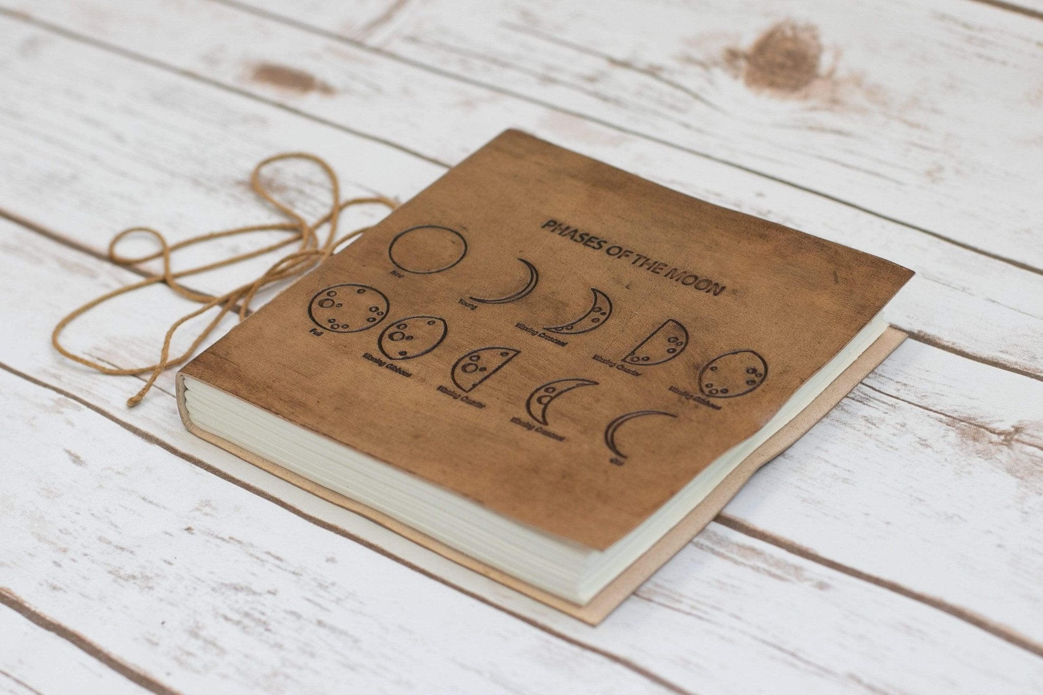 Moon Phases 7x7 Artists Embossed Leather Journal - Che Cose Belle